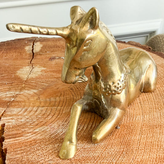 Celeste Vintage Brass Sitting Unicorn Figurine