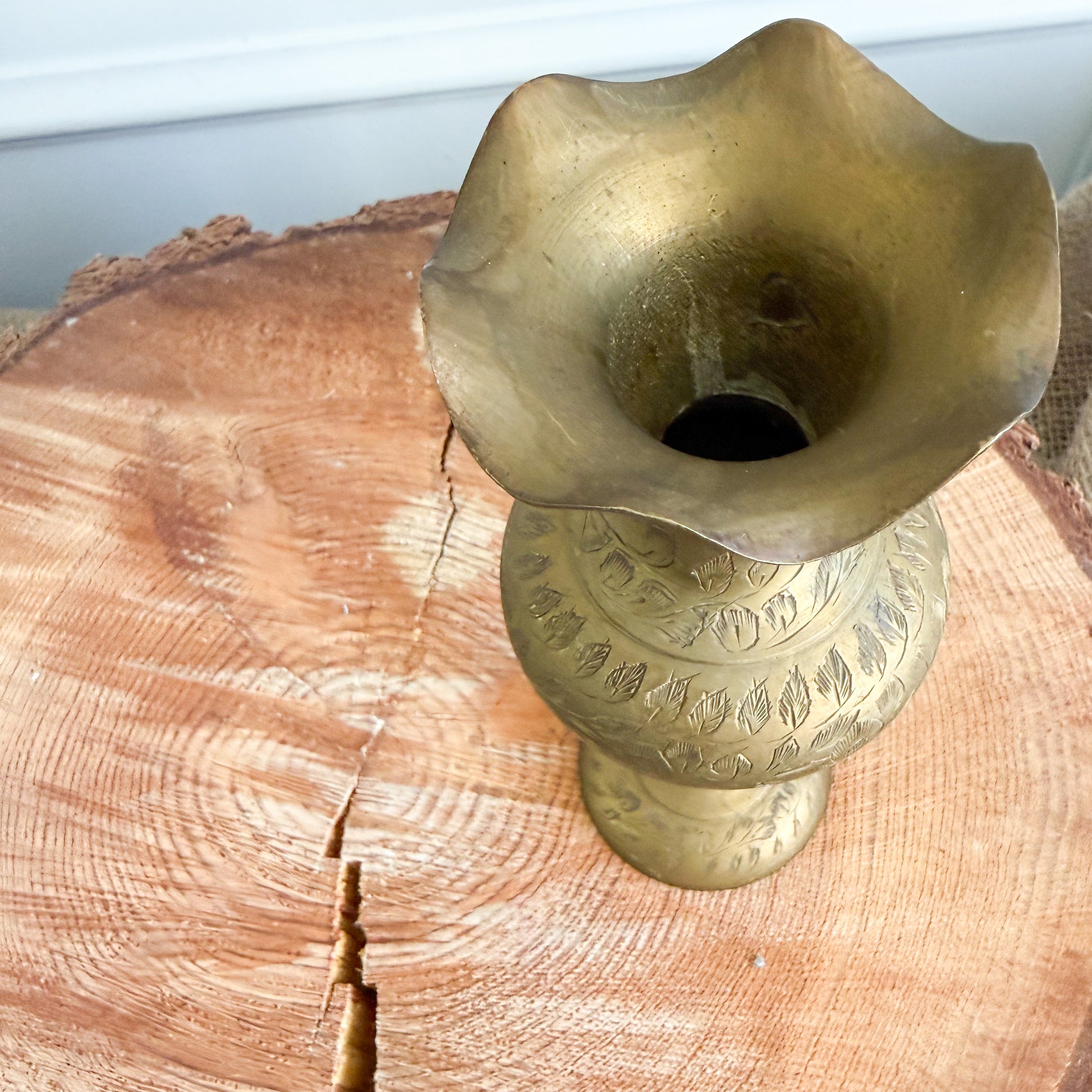 Wave MCM Vintage Brass Vase