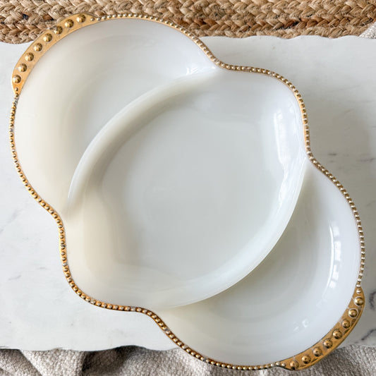 Vegas Vintage Milk White Fire King Decorative Jewelry Plate