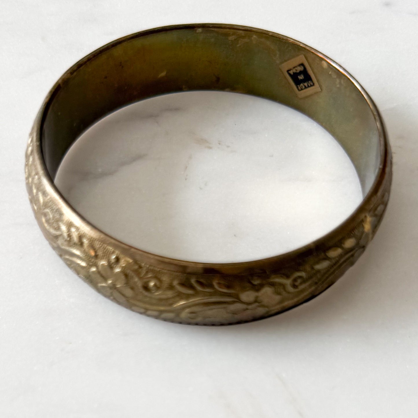 Laurel Vintage Brass Bangle Bracelet