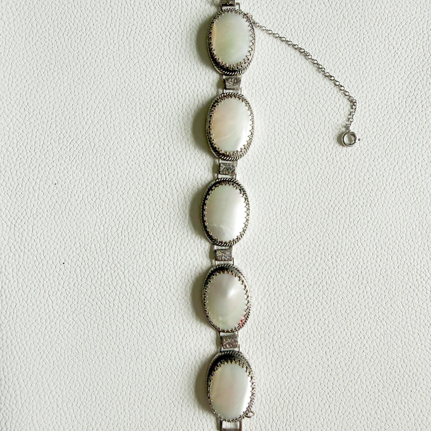 Seagull Whiting & Davis Co. Vintage Mother of Pearl Sterling Silver 925 Bracelet