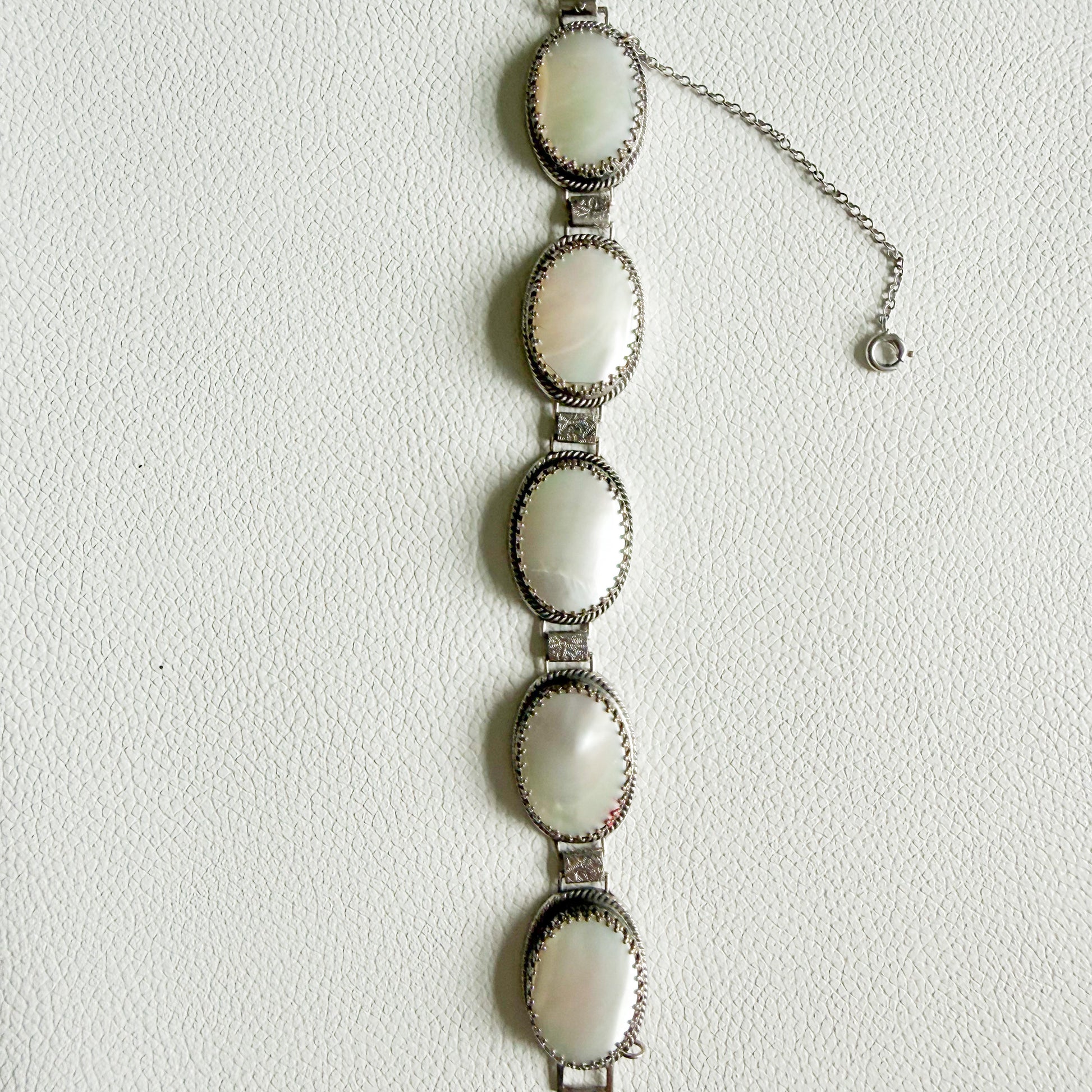 Seagull Whiting & Davis Co. Vintage Mother of Pearl Sterling Silver 925 Bracelet
