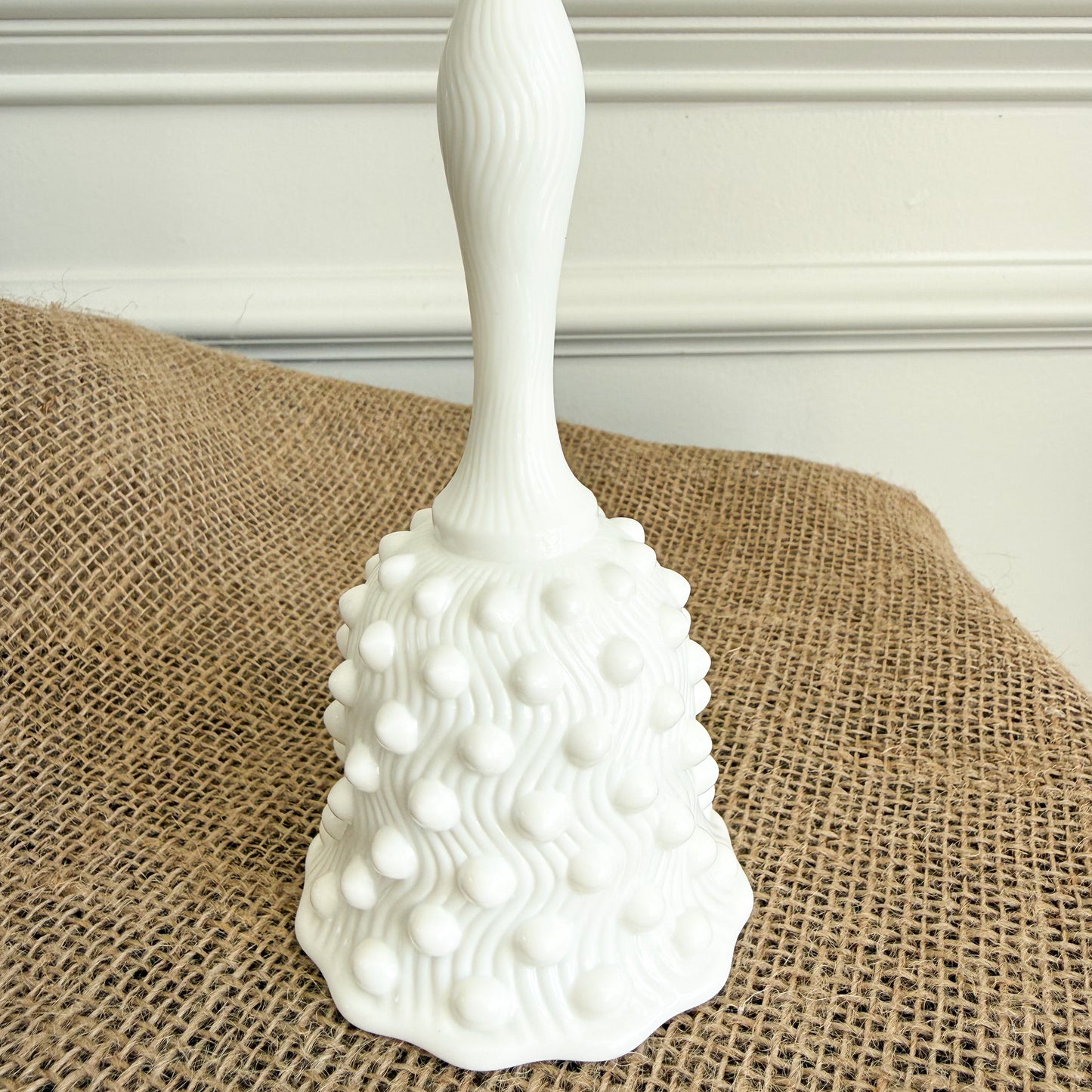 Dot Vintage Milk Glass White Dinner Bell