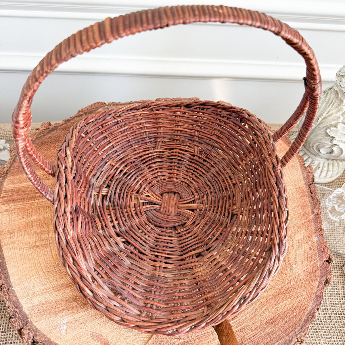 Cherry Vintage Small French Market Gathering Basket