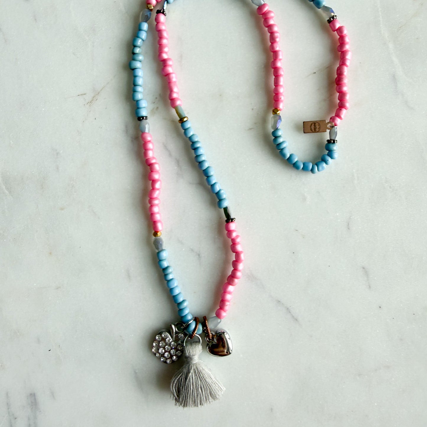 Holly Girl’s Silver Heart Tassel Charm Necklace - BelleStyle