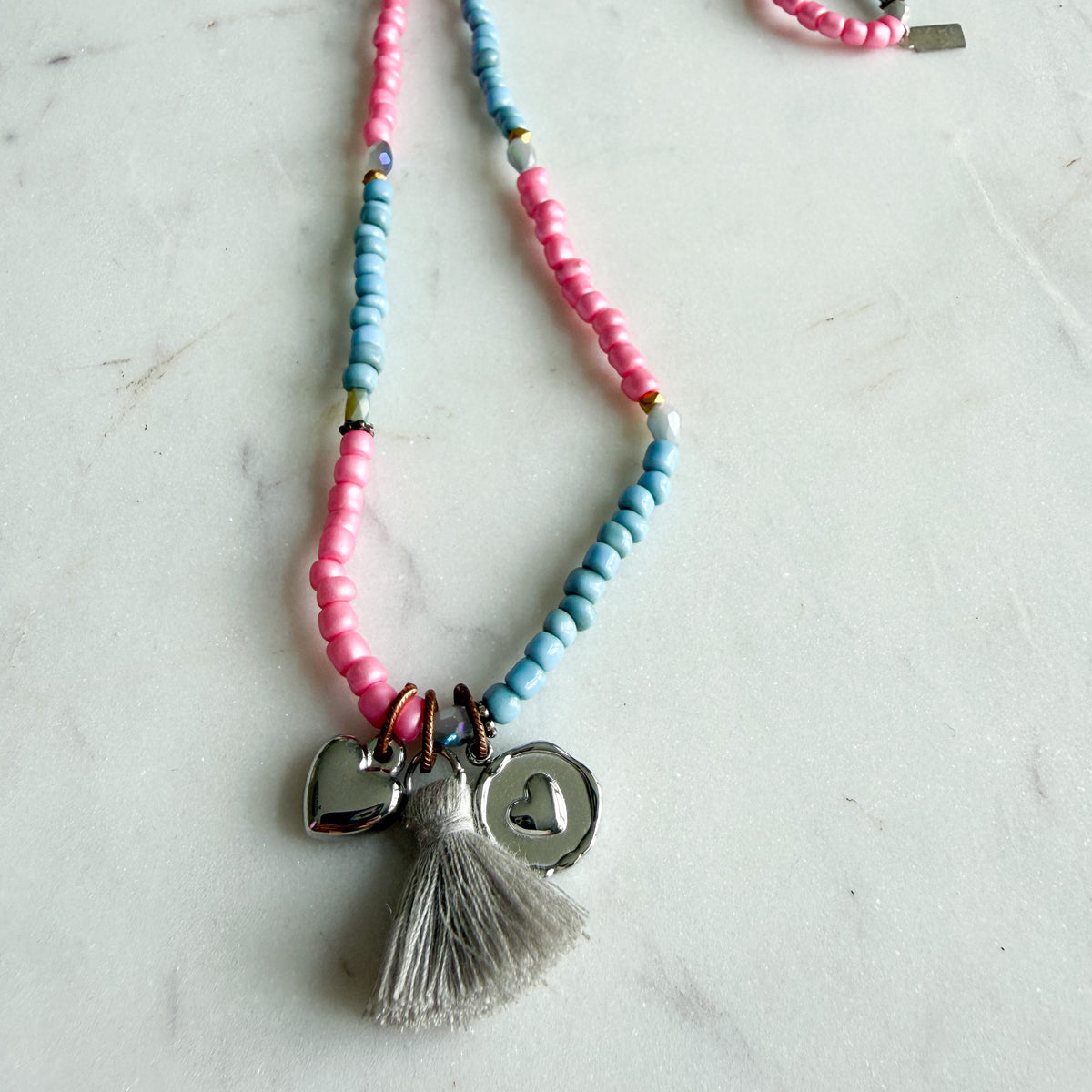 Holly Girl’s Silver Heart Tassel Charm Necklace - BelleStyle