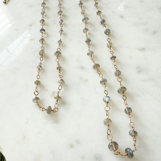 Kinley Labradorite 14KT Gold Chain Necklace  BelleStyle