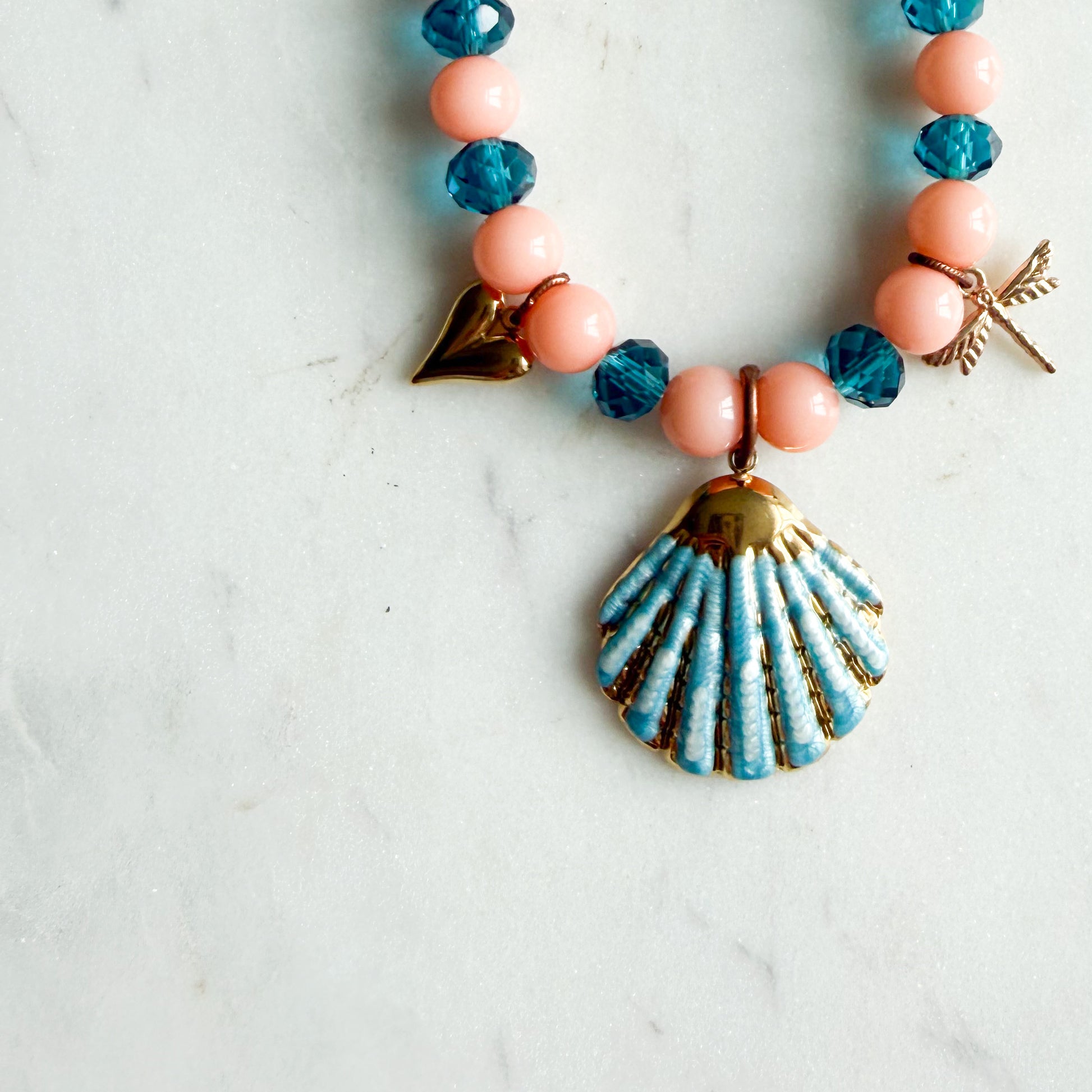 Stevie Blue Shell Chalcedony Semi-Precious Stone Necklace