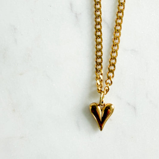 Fara Heart Charm Curb Chain Necklace