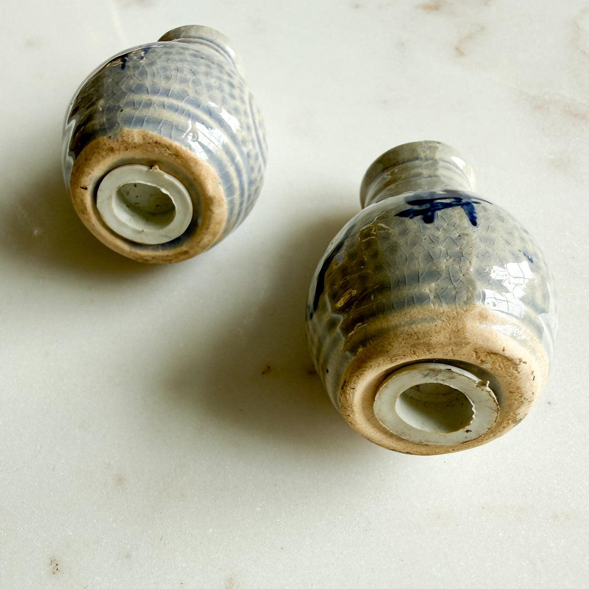 LilyPad MCM German Salt Glazed Stoneware Salt Pepper Shakers - BelleStyle
