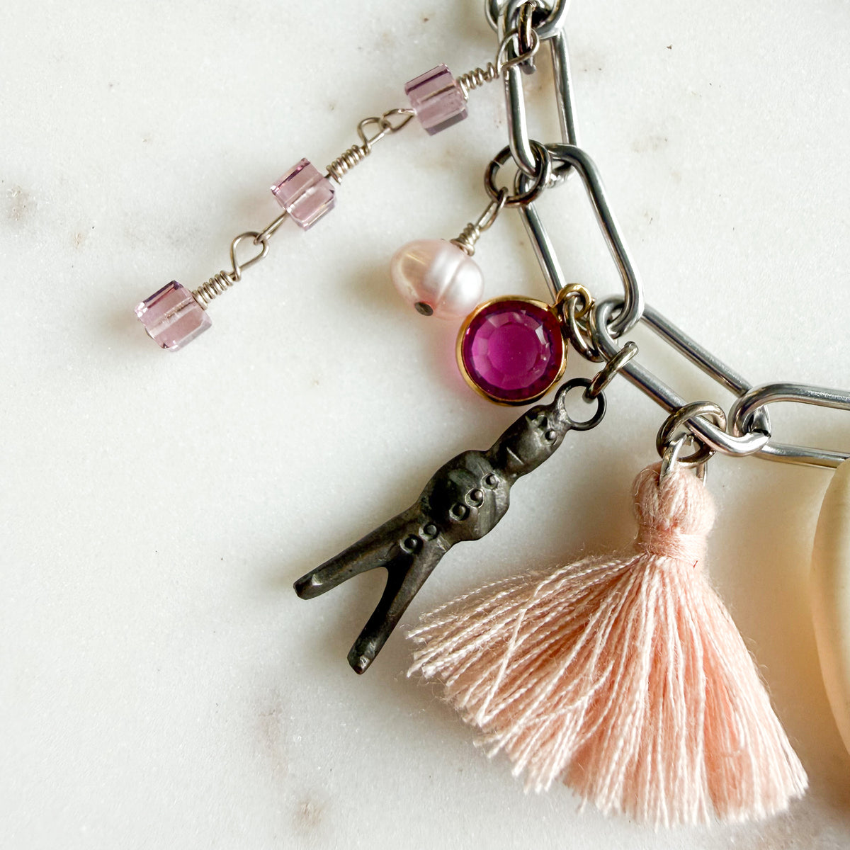 Panama Swarovski Hot Pink Crystal Archive Vintage Dior Beauty Charm Bracelet - BelleStye