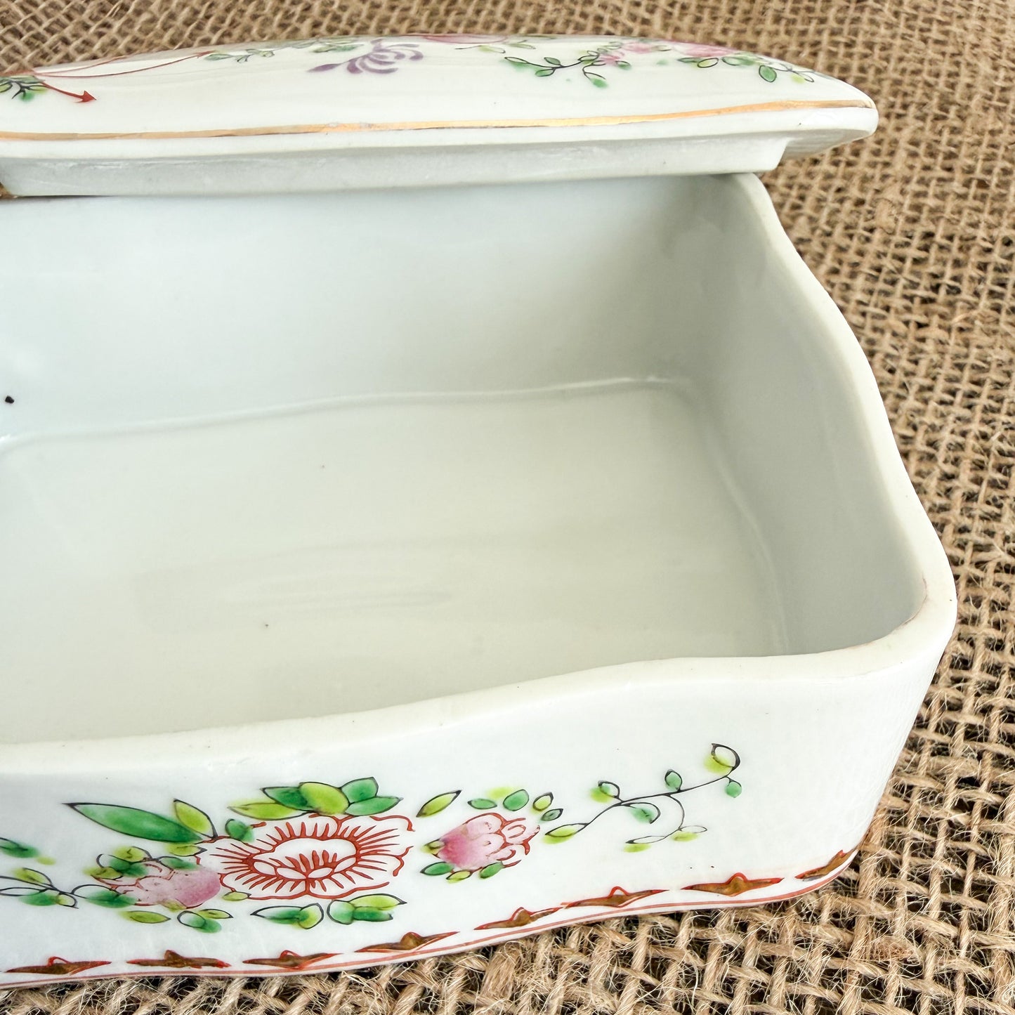 Nora Vintage Ceramic Hand Painted Floral Jewelry box with Lid