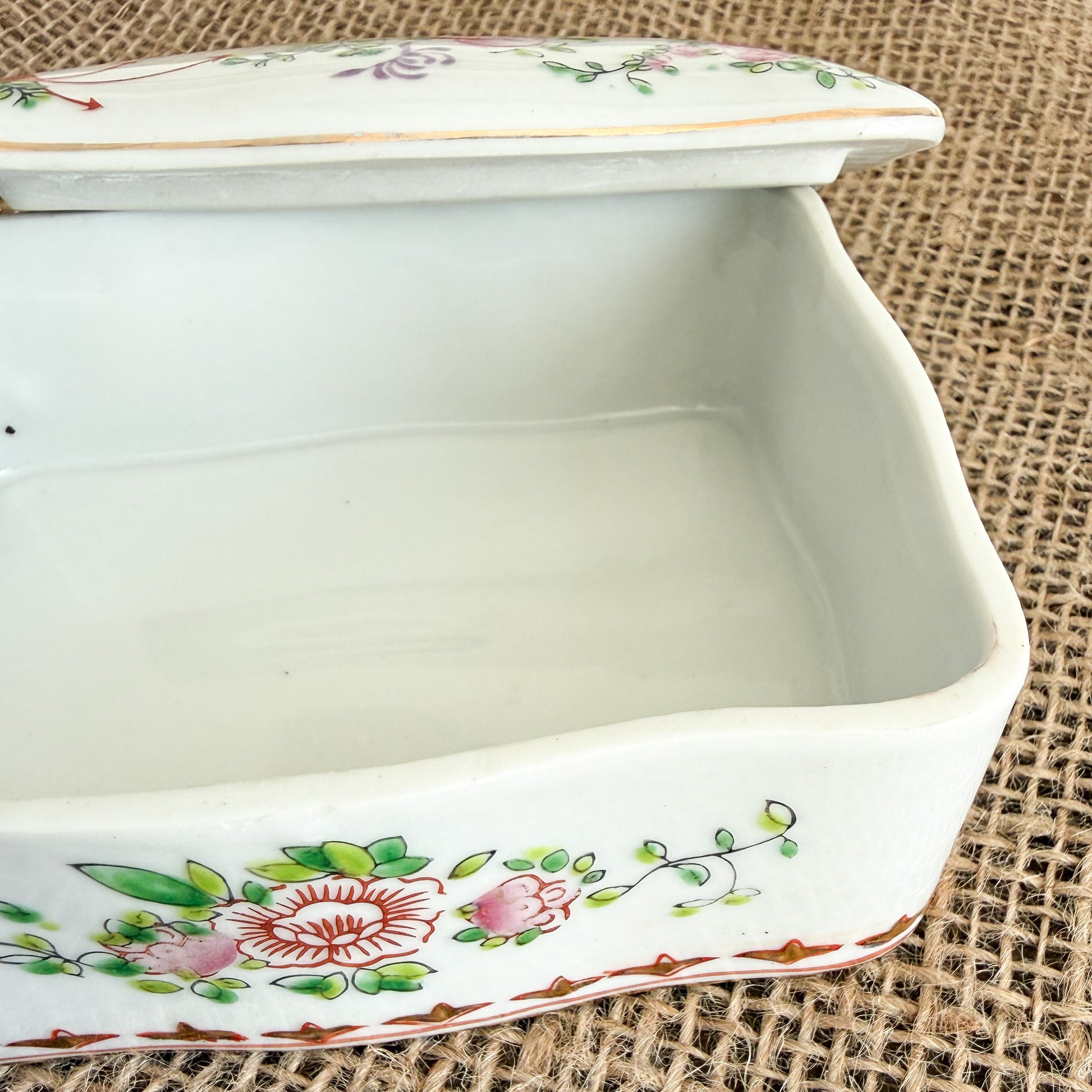 Nora Vintage Ceramic Hand Painted Floral Jewelry box with Lid