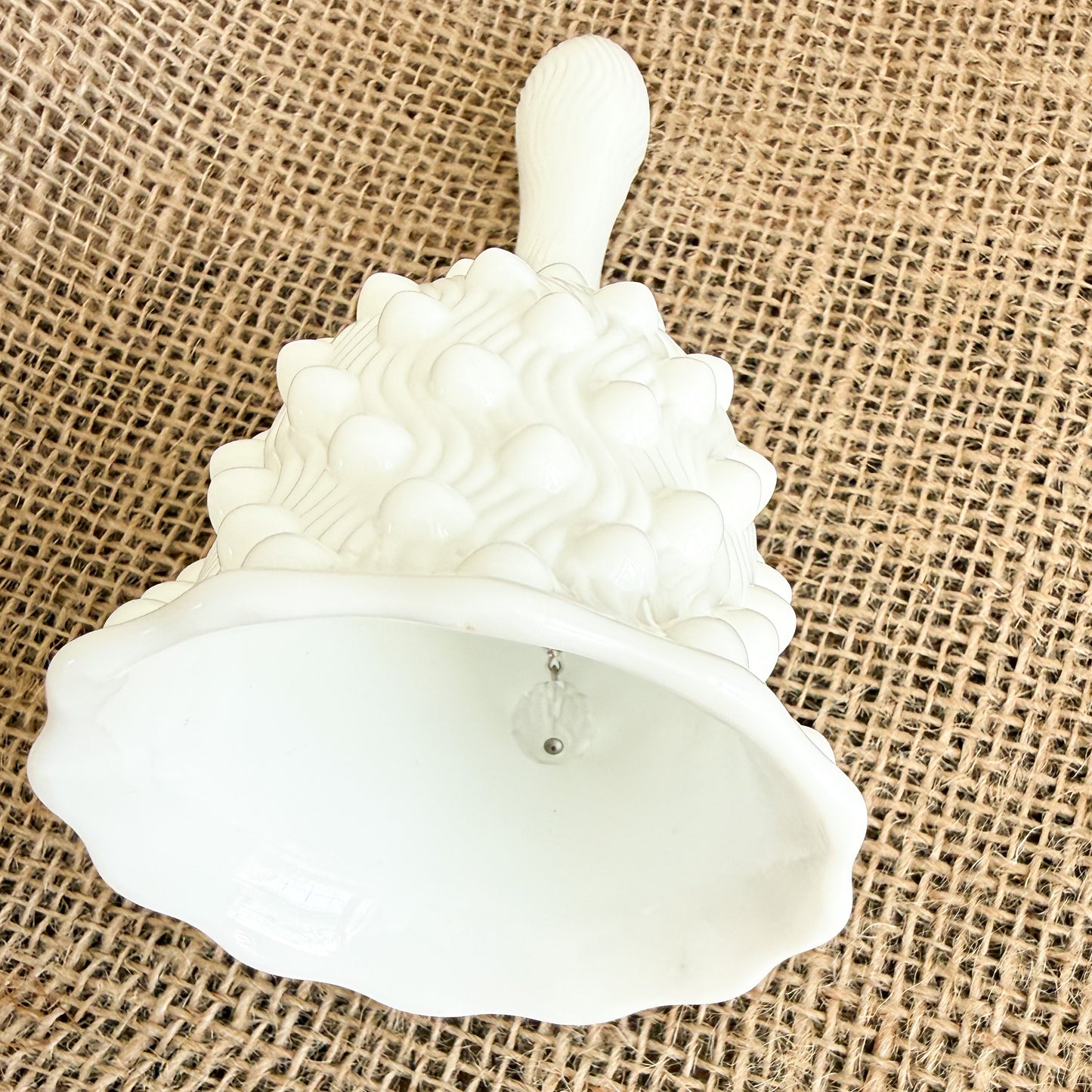 Dot Vintage Milk Glass White Dinner Bell