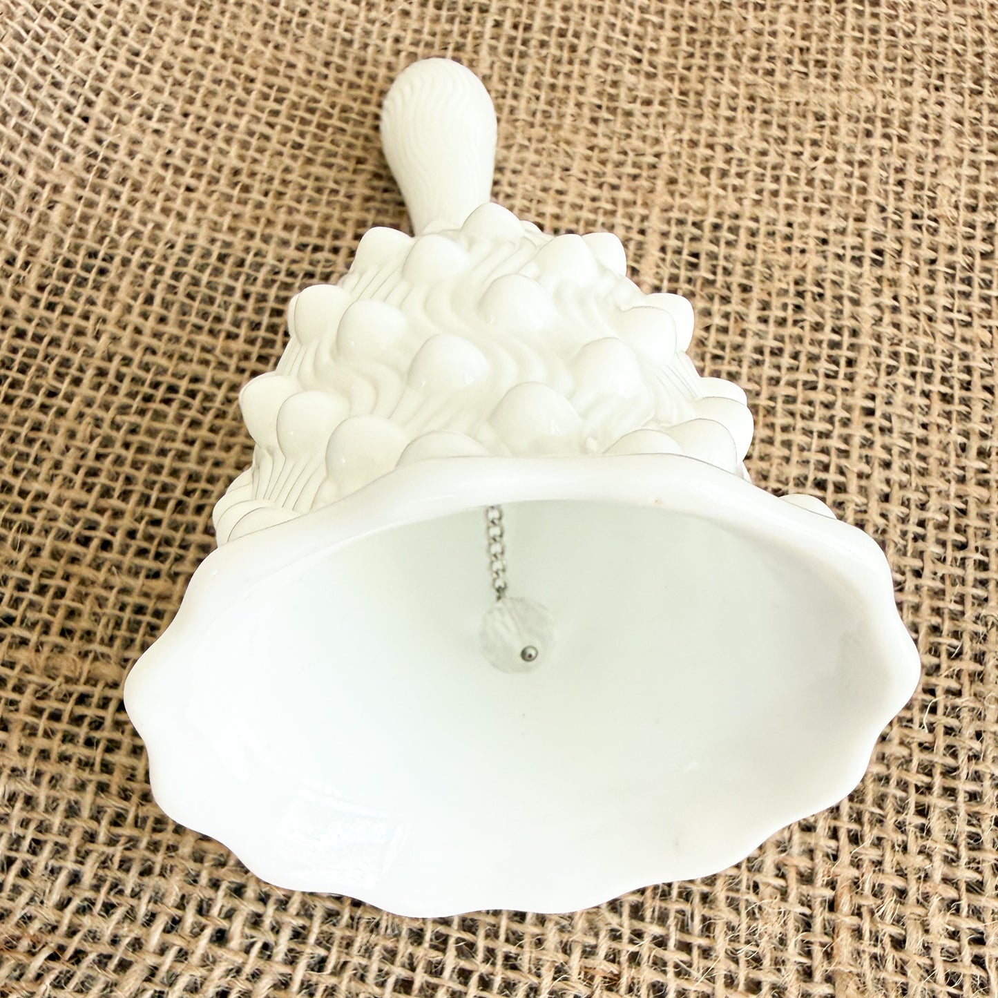 Dot Vintage Milk Glass White Dinner Bell