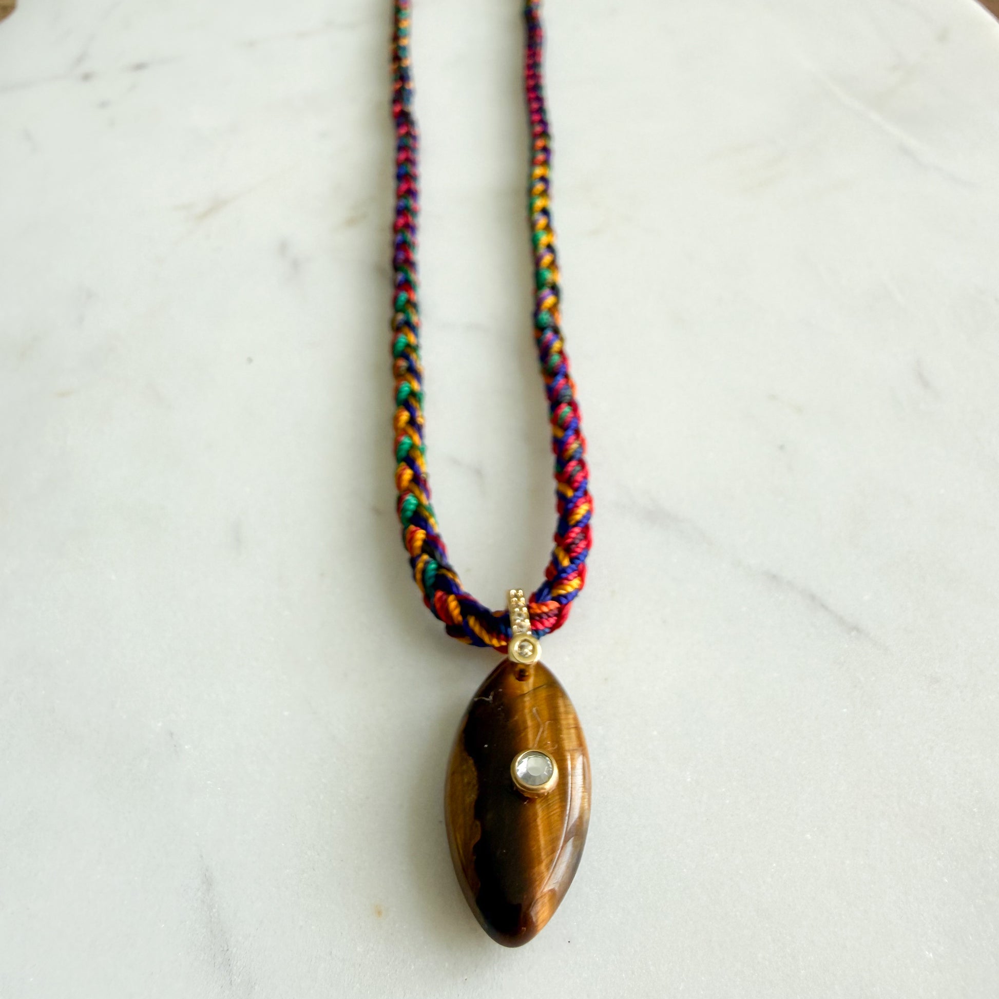 The Banks Semi-Precious Stone Braided Rope Necklace - BelleStyle