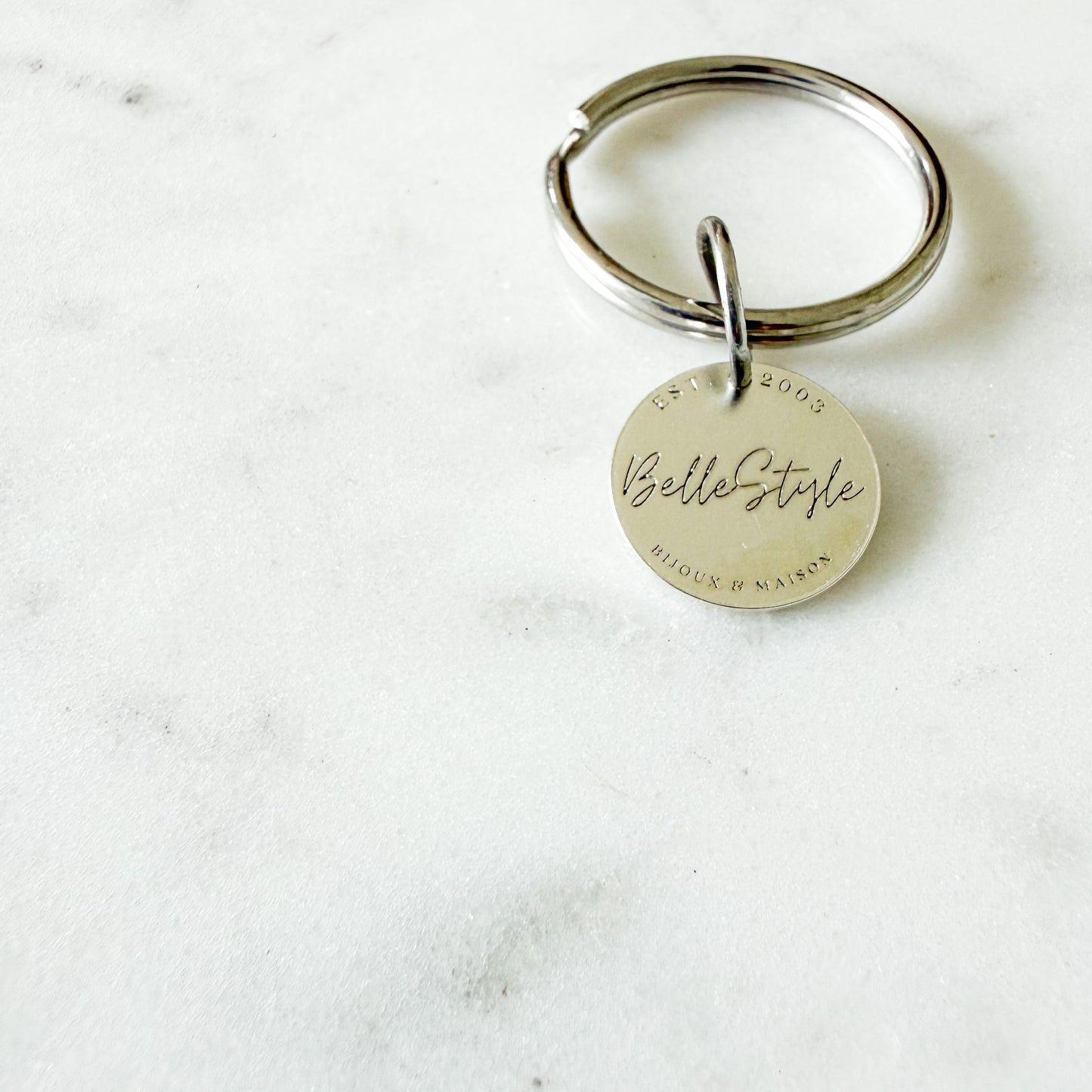 BelleStyle Logo Sterling Silver 925 Coin Keychain