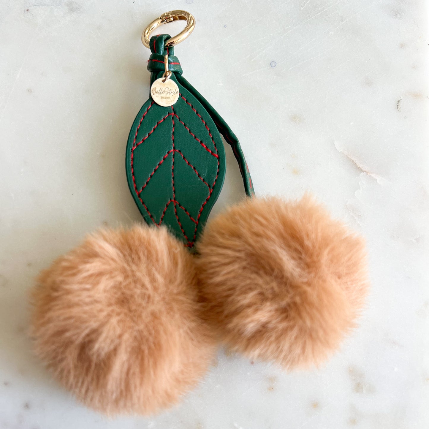 Fuzzy Cherry Faux Fur Keychain