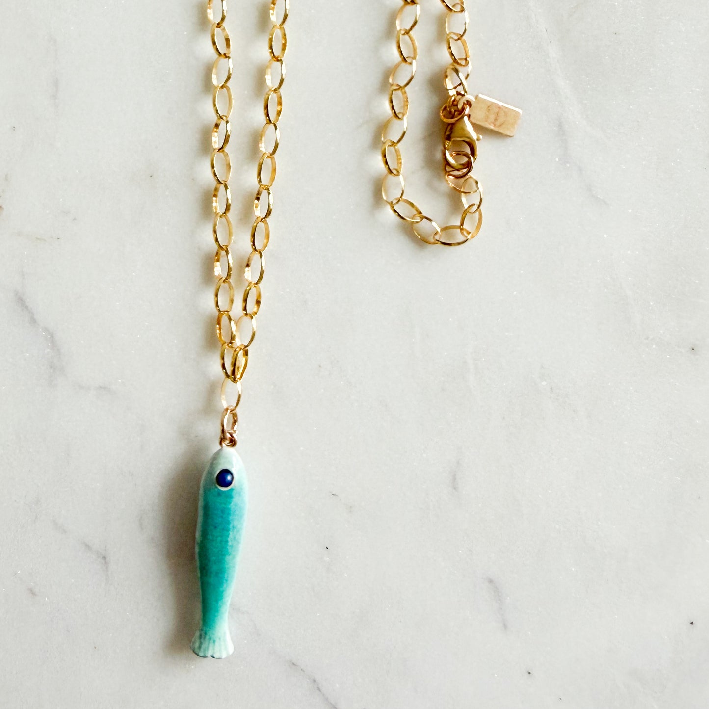 Alessandra Fish Charm 14KTGF Oval Chain Necklace