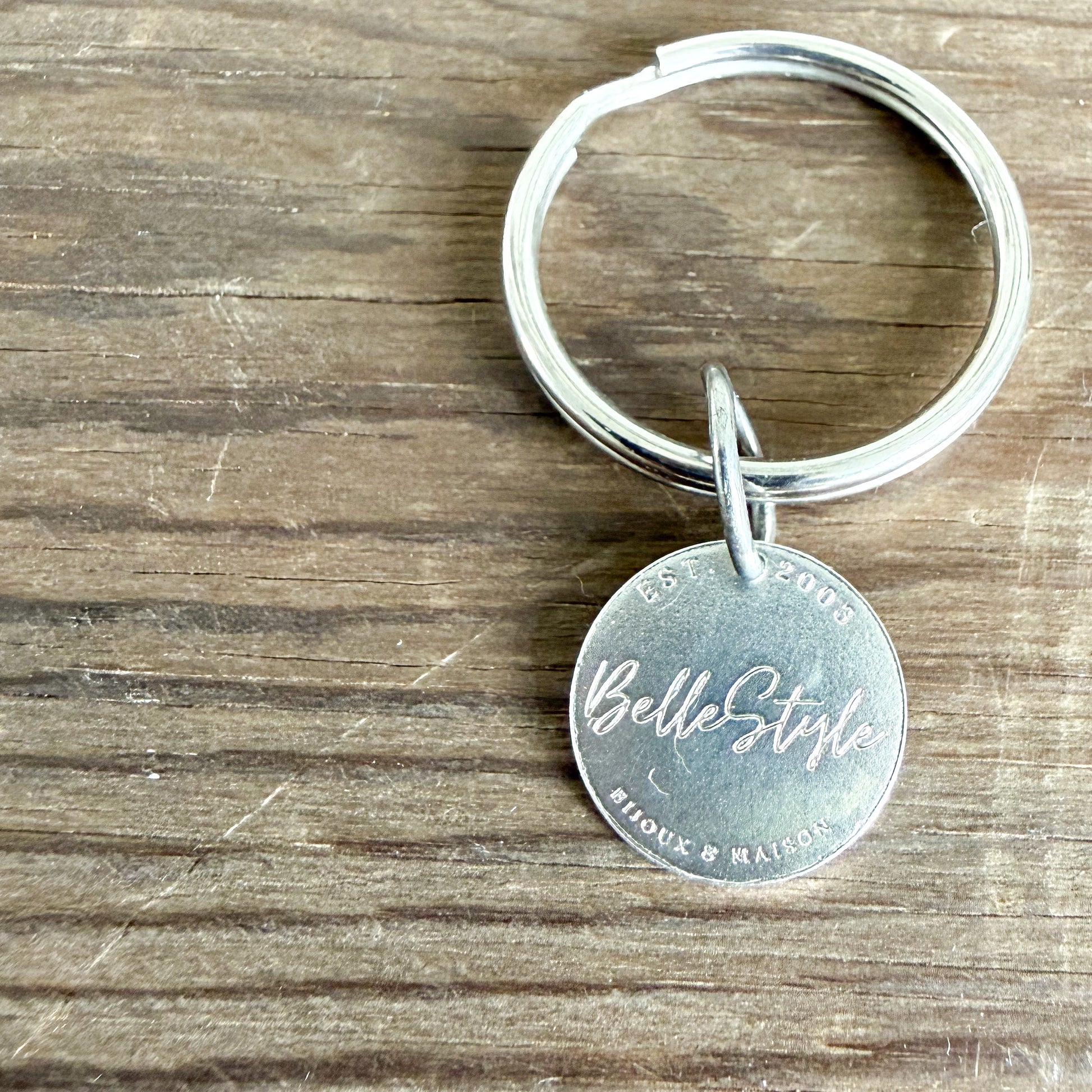 BelleStyle Logo Sterling Silver 925 Coin Keychain