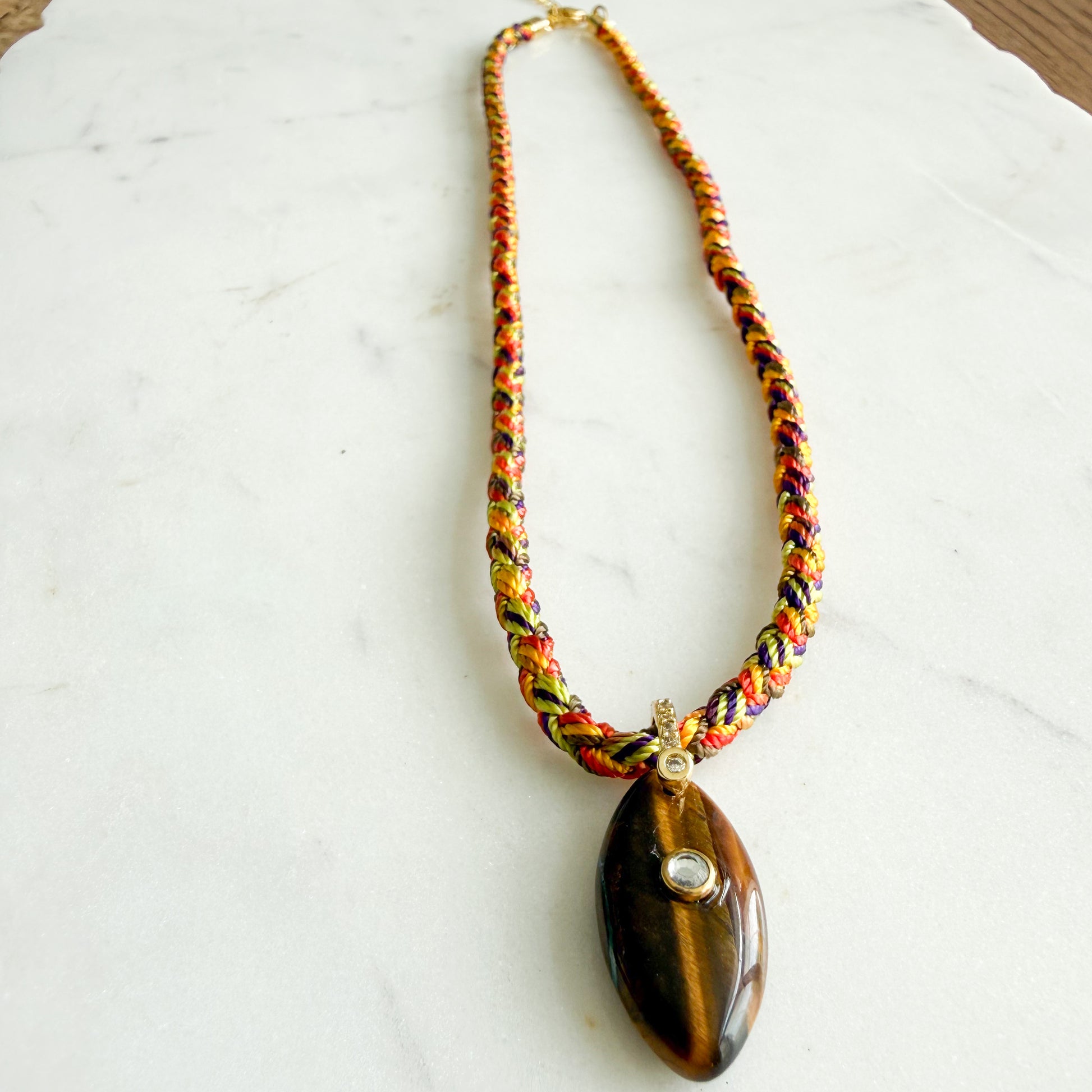 The Banks Semi-Precious Stone Braided Rope Necklace - BelleStyle