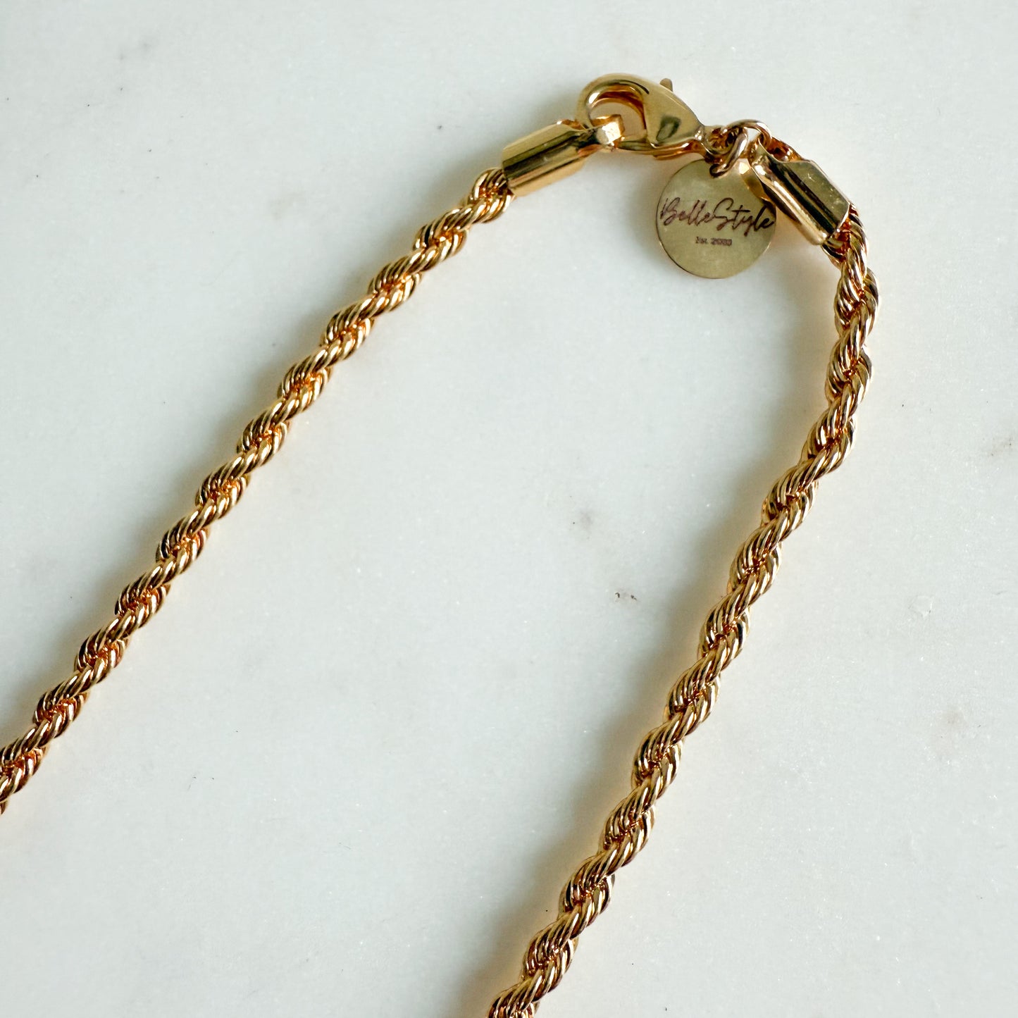 BelleStyle Thick Gold 18K Plate Brass Rope Chain Necklace