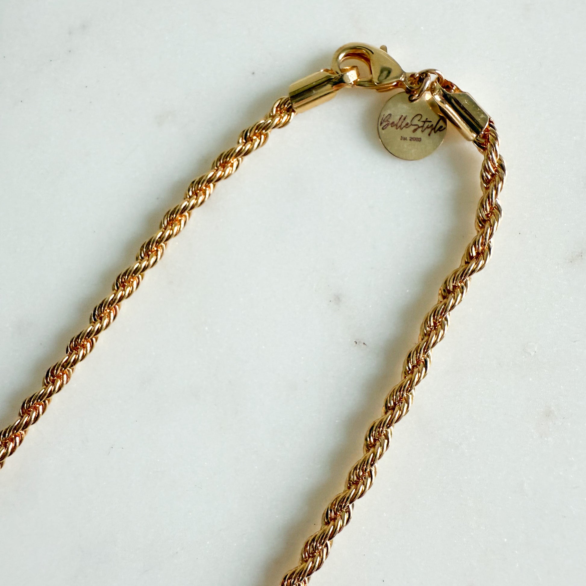 BelleStyle Thick Gold 18K Plate Brass Rope Chain Necklace
