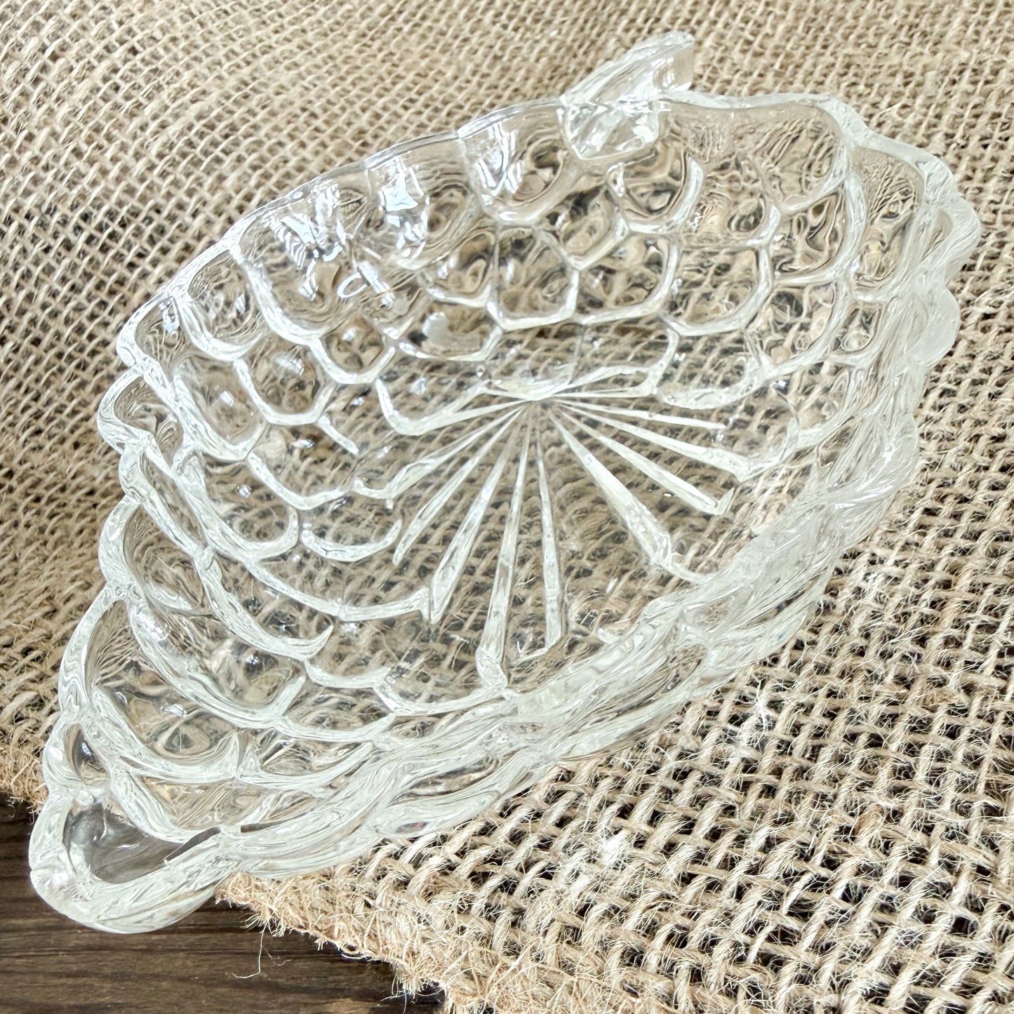 Vintage Raspberry Crystal Jewelry Dish