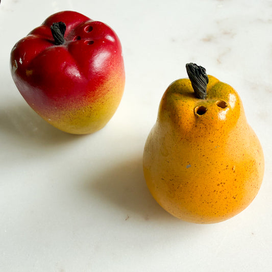 Apple Pear MCM Hand Painted Salt Pepper Shakers - BelleStyle