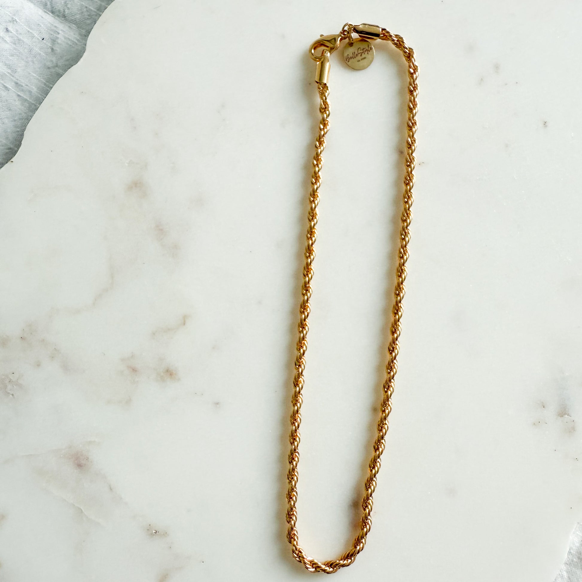 BelleStyle Thick Gold 18K Plate Brass Rope Chain Necklace