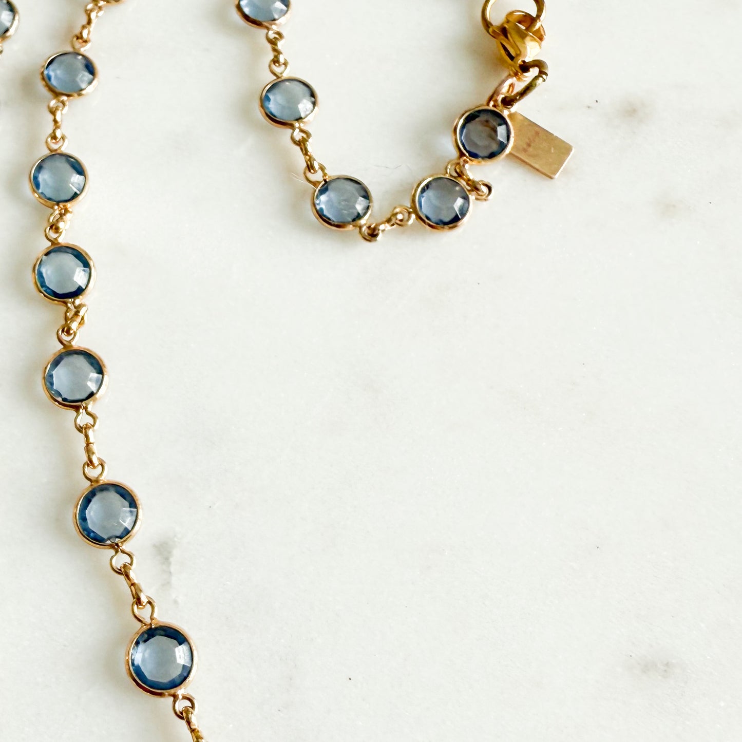 Sierra Archive Vintage Royal Blue Swarovski 14KT Gold Chain Necklace