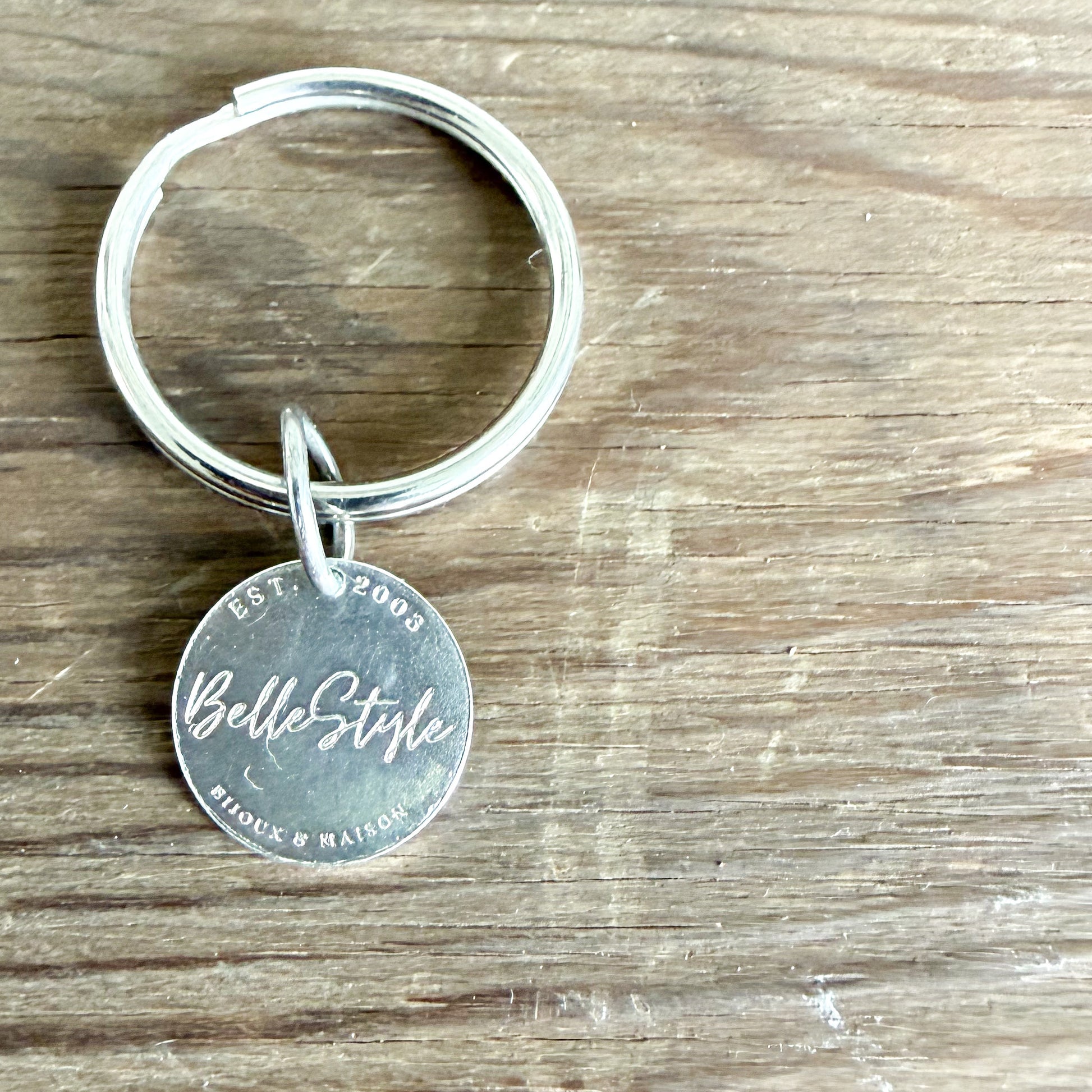 BelleStyle Logo Sterling Silver 925 Coin Keychain - BelleStyle