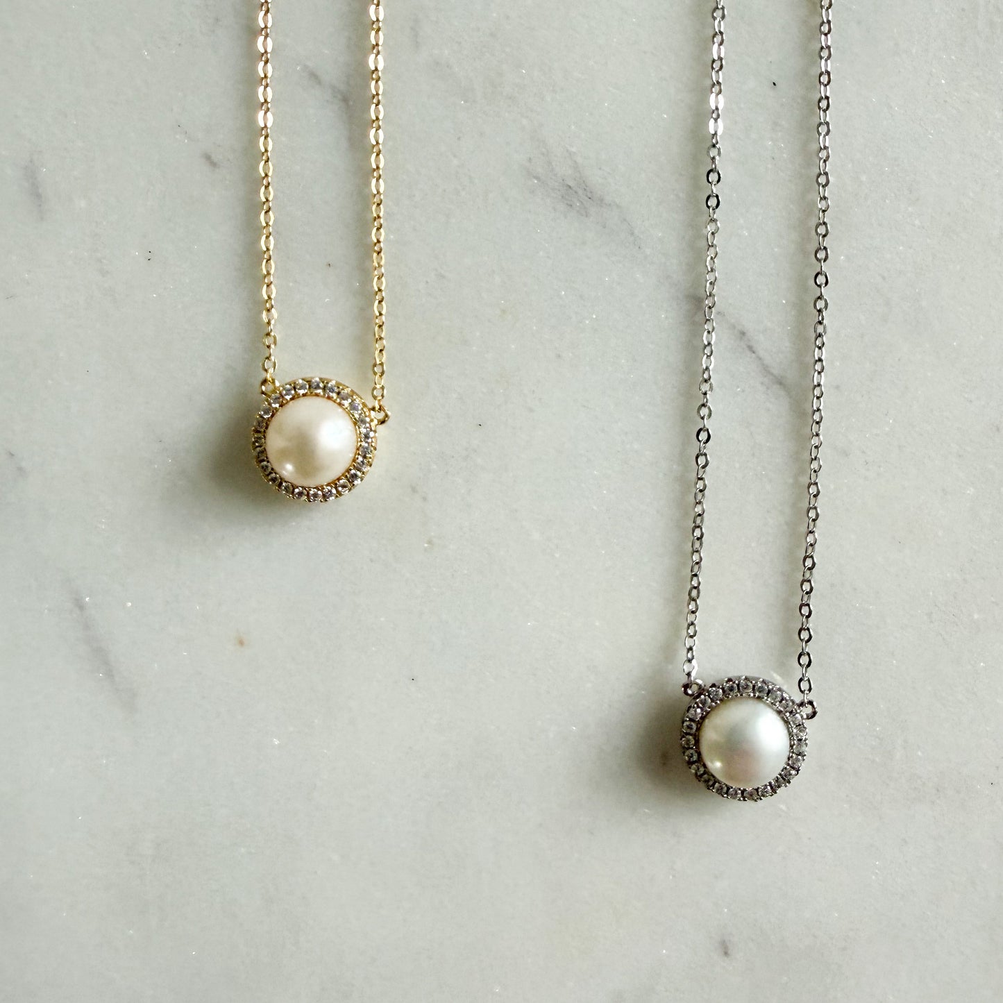 Sophia CZ Freshwater Pearl 925 Adjustable Chain Necklace