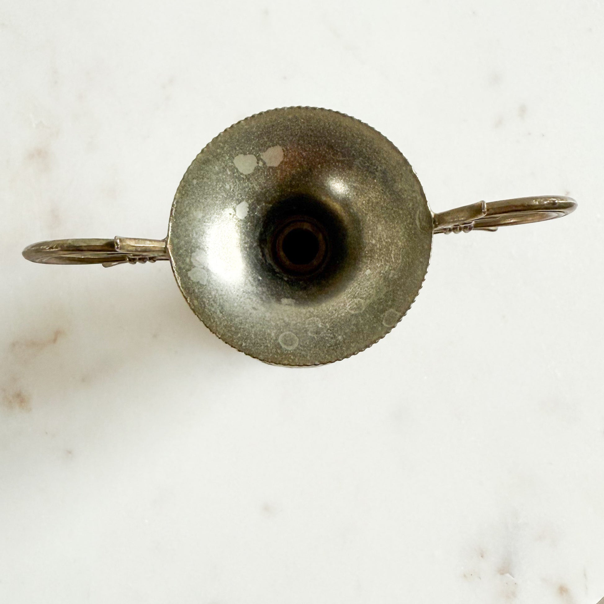 Duncan Antique Jasper Brass Double Handle Mini Stem Vase