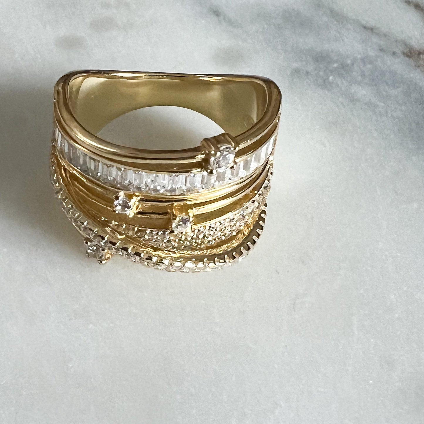 Galaxy Gold Sterling Silver 925 Ring Size 7 - BelleStyle