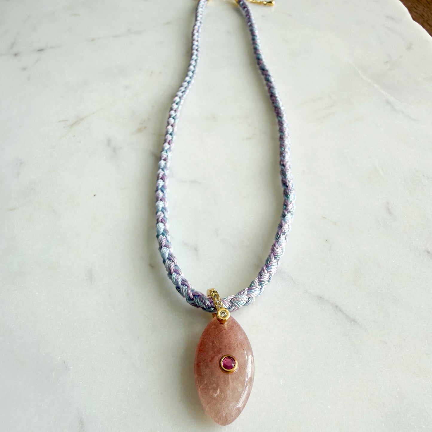 The Banks Semi-Precious Stone Braided Rope Necklace - BelleStyle