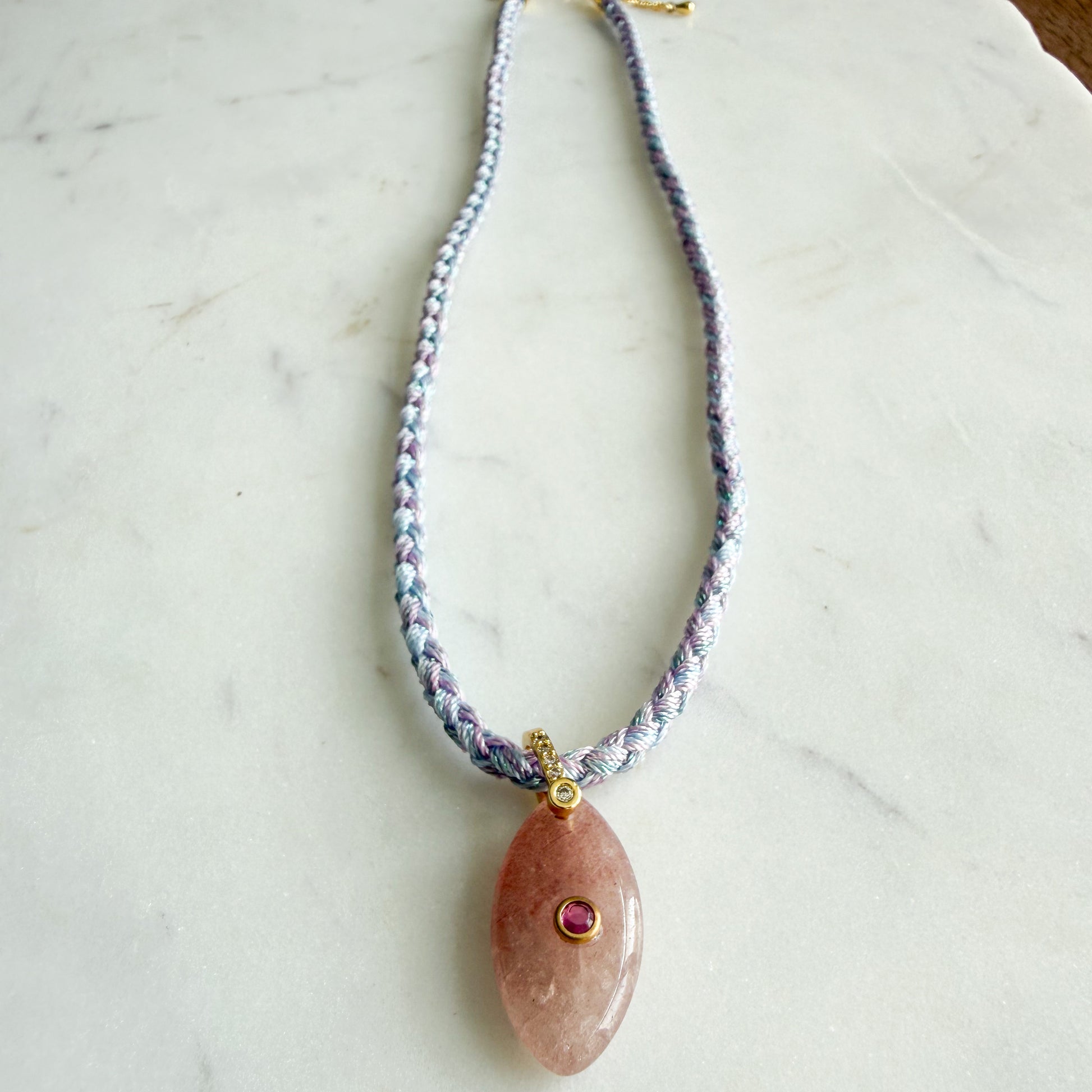 The Banks Semi-Precious Stone Braided Rope Necklace - BelleStyle