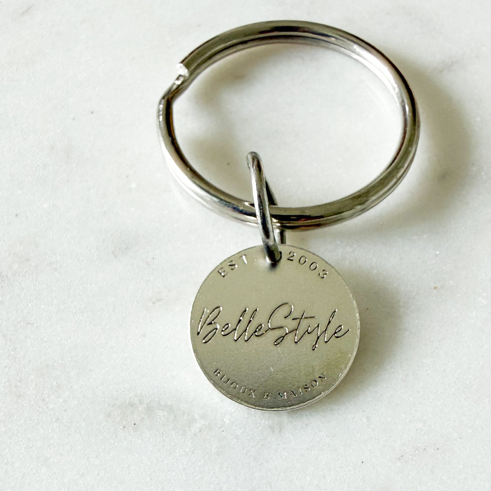 BelleStyle Logo Sterling Silver 925 Coin Keychain