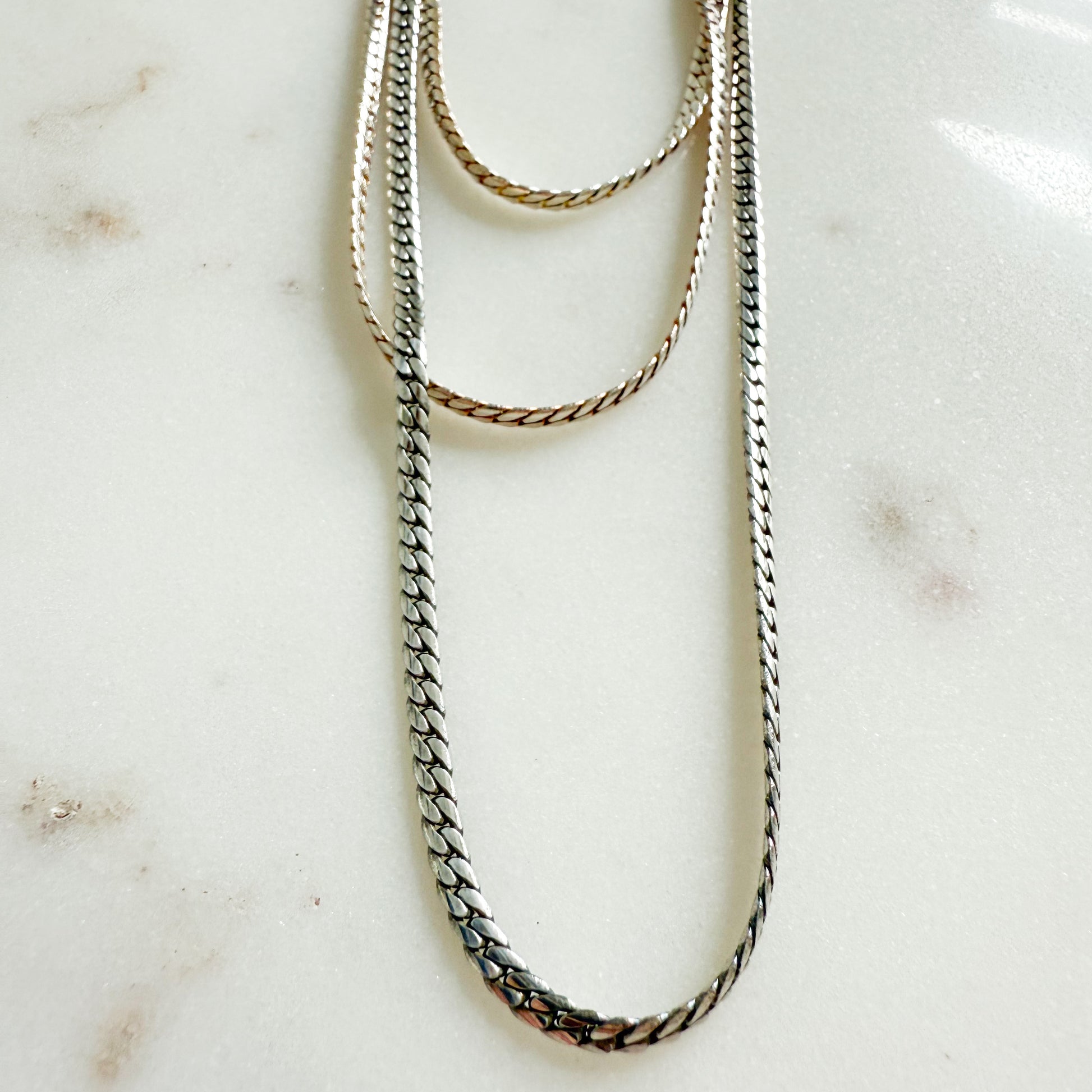 Warson Sterling Silver Flat Curb 925 Italian Chain Necklace