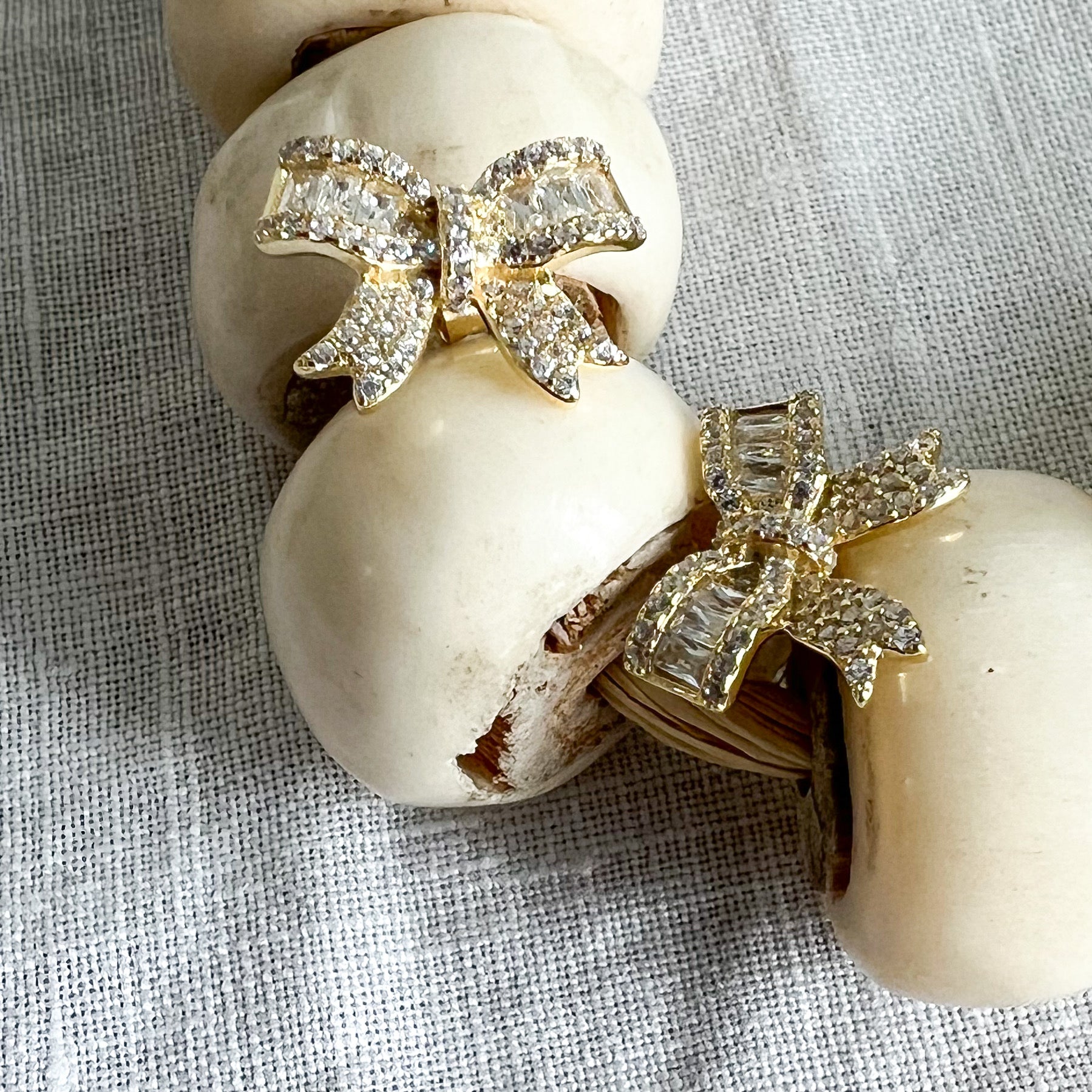 Belle Bow Baguette Crystal Stud Earrings