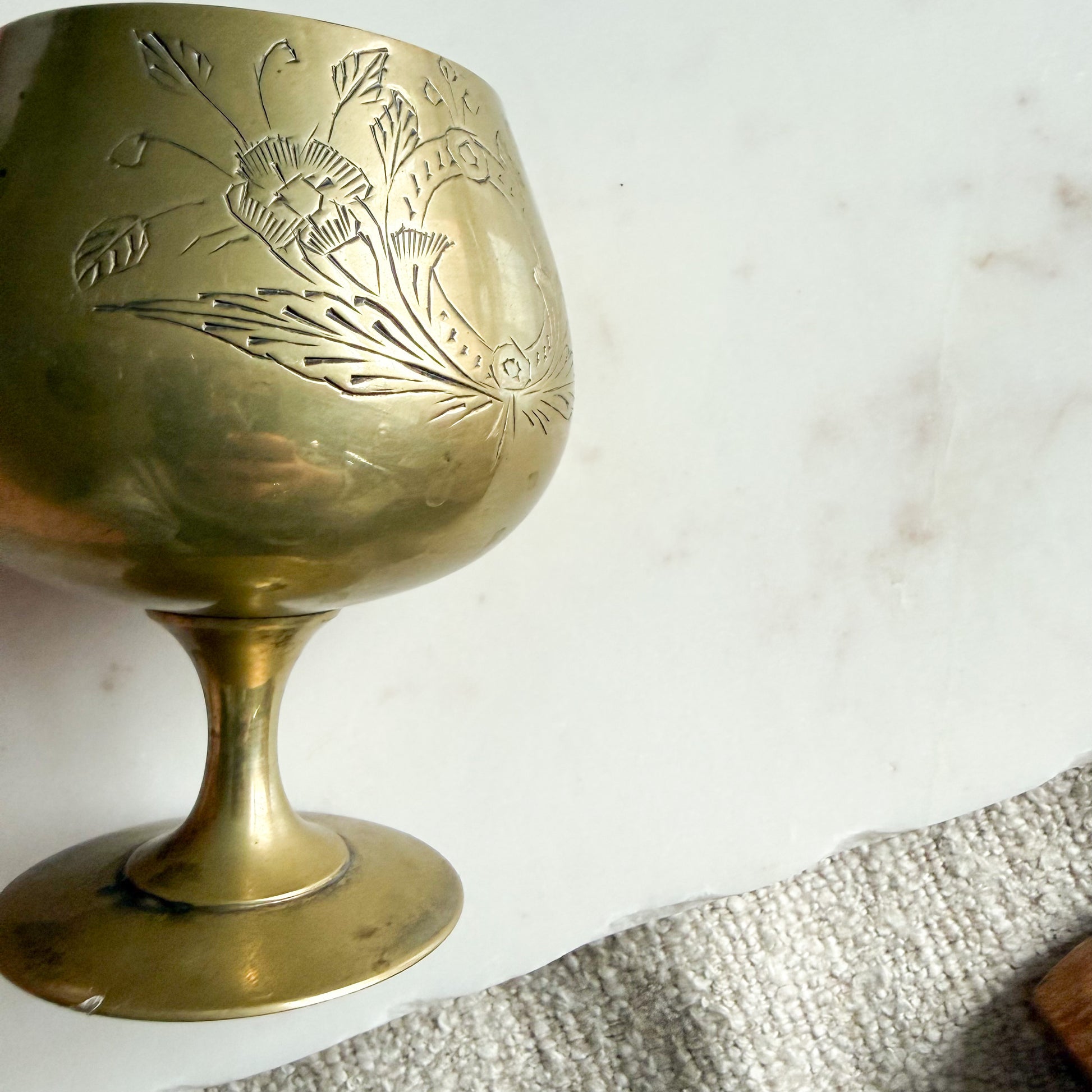 Moore Vintage Etched Brass Gobblet