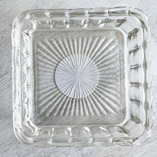 Bingham Scalloped Square Vintage Sustainable Glass Jewelry Dish