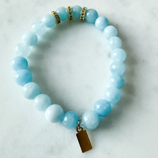 Idaho Women’s Unisex Rondell Stretch Aqua Marine Bracelet