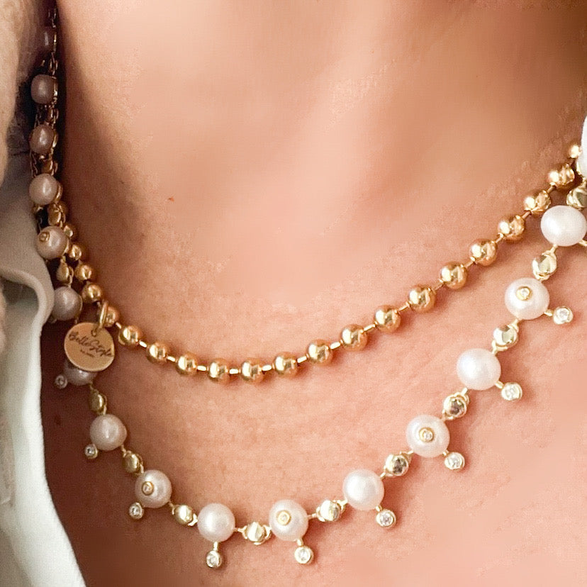 Victoria Freshwater Pearl Crystal Necklace - BelleStyle