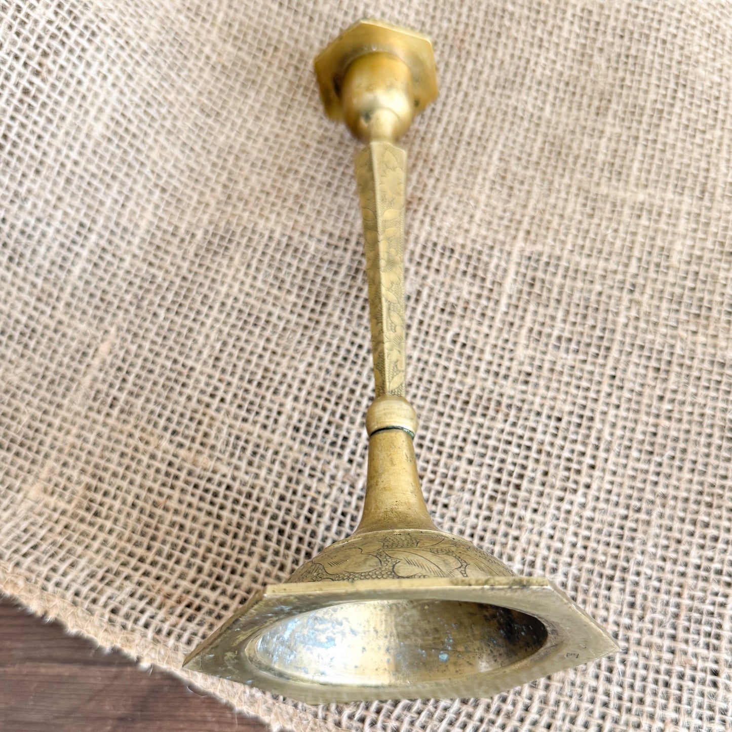 Floral Vintage Tall Brass Candle Holder with Candlestick