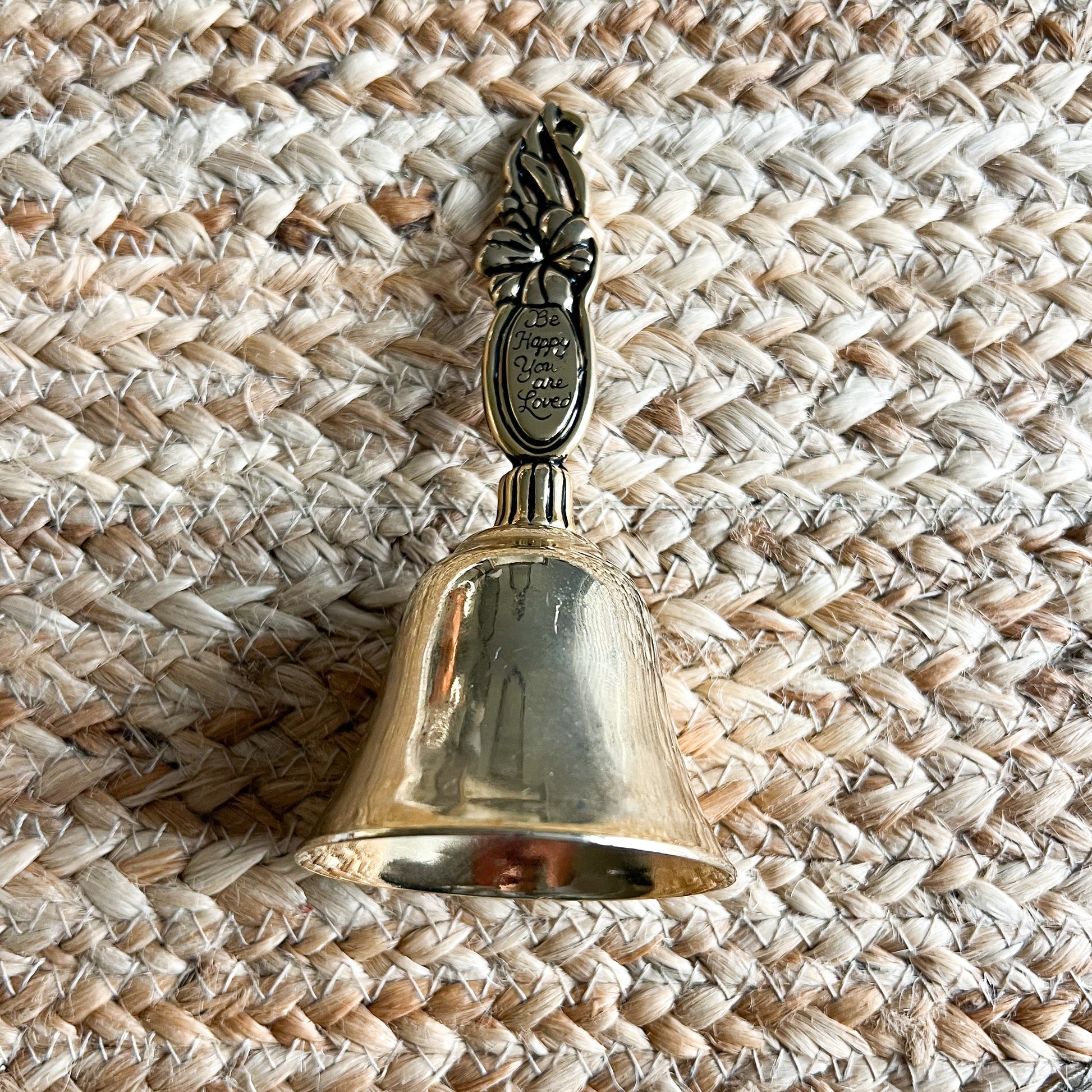 Be Happy Vintage Gold Brass Bell