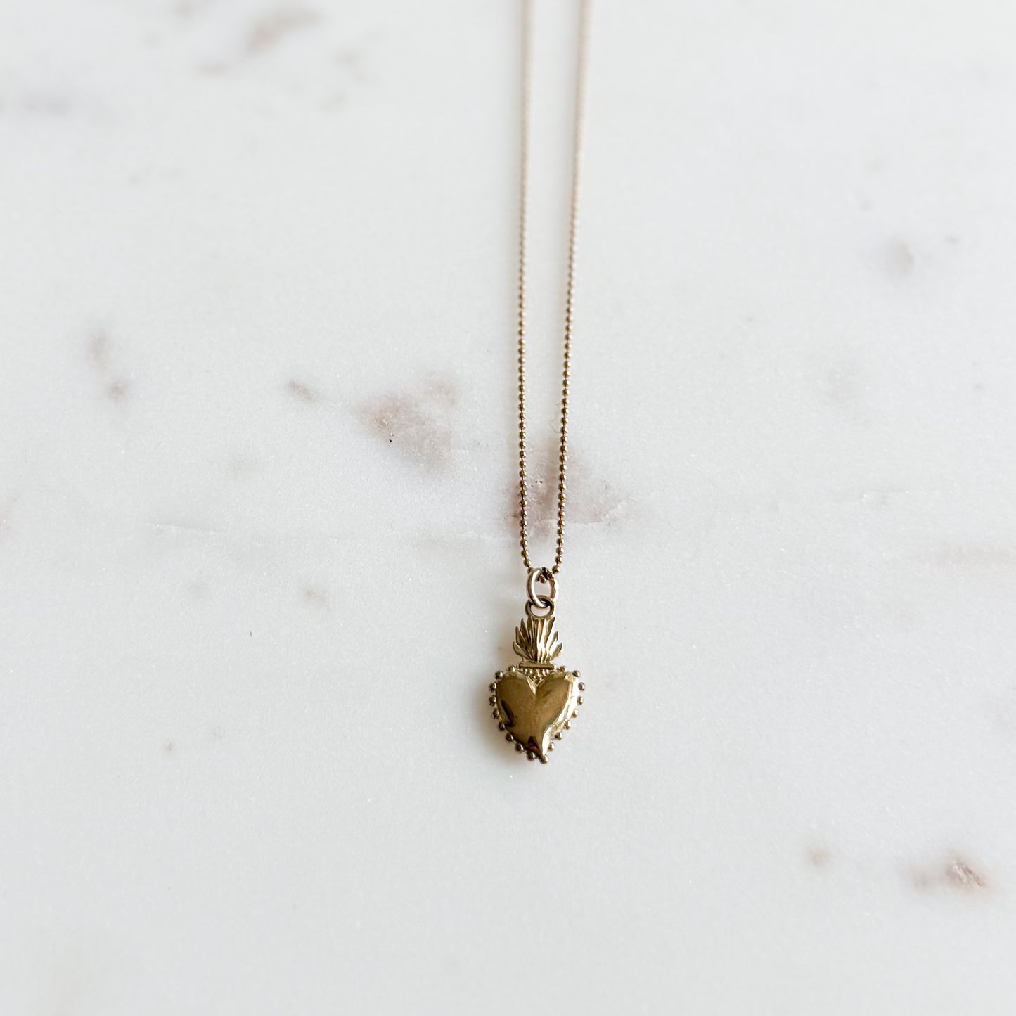 Philipine Sacred Heart Mini Ball Chain 18” Necklace