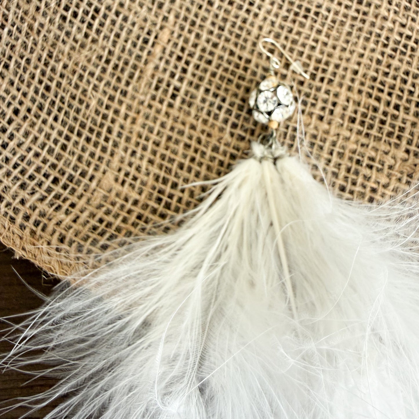 Eden Vintage Crystal Black Maribu Feather Earrings - BelleStyle