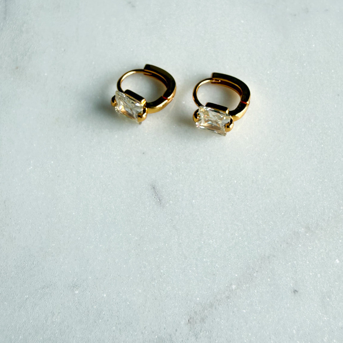 Pixie Princess Moissanite Crystal Gold Huggie Hoop 925 Earrings
