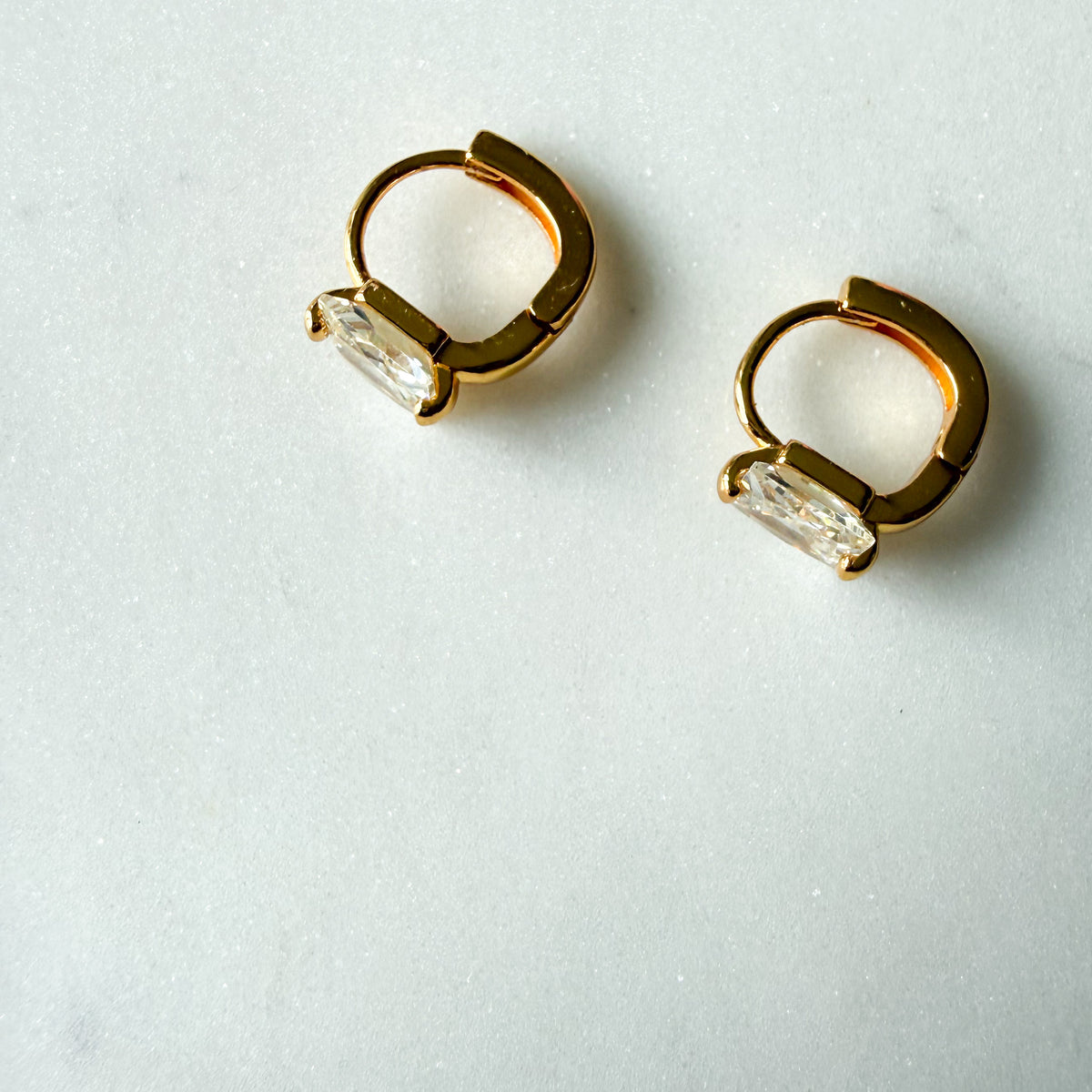 Pixie Princess Moissanite Crystal Gold Huggie Hoop 925 Earrings
